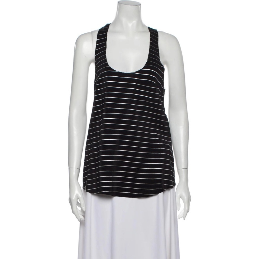 Joie Silk Striped Tank Top Black XS